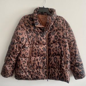 Leopard print bomber coat